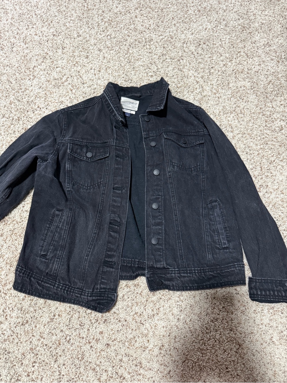 Black Denim Jacket - Classic Button-Front